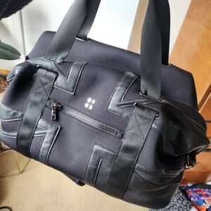 Sweaty Betty Neoprene Gym Bag Weekender Black Union Jack Lg Travel Duffel Tote